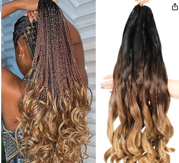 DT Cheryl French Curl Braiding Hair 24 Inch - 8 Pack de Extensiones de Cabello Curly Pre-Stretched con Onda Suelta (1B/30/27#)